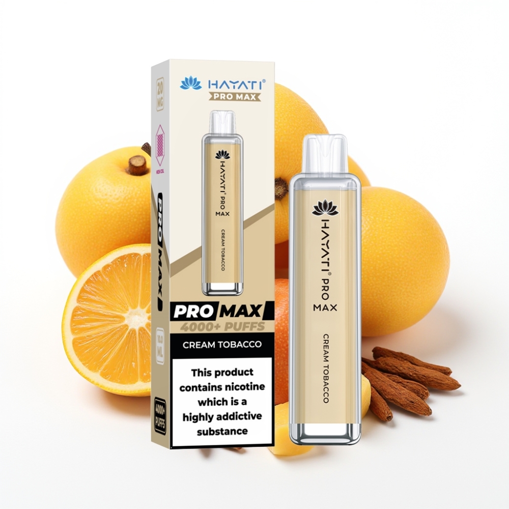 Hayati Pro Max 4000 Puffs Disposable Vape Dual Mesh Coil Cream Tobacco