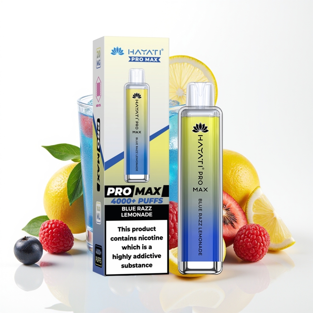 Hayati Pro Max 4000 Puffs Dual Mesh Coil Disposable Vape Blue Razz Lemonade
