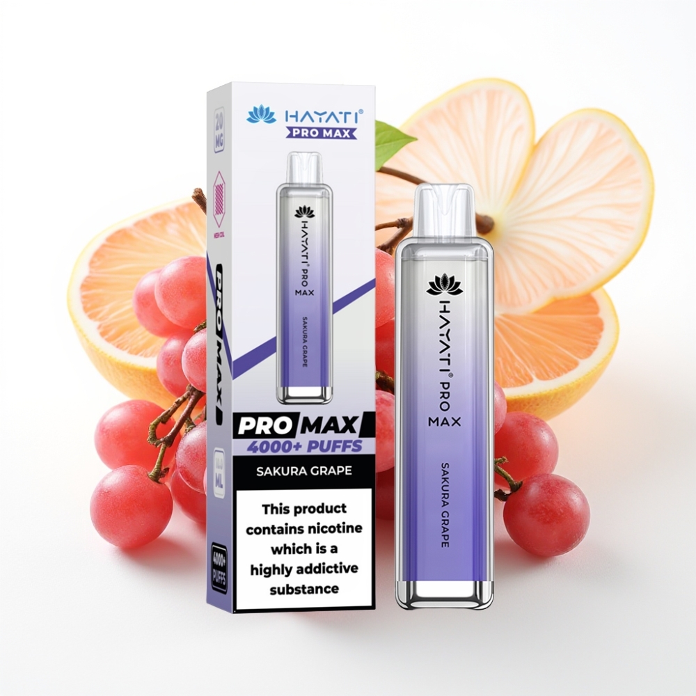 Hayati Pro Max 4000 Puffs Dual Mesh Coil Disposable Vape Sakura Grape