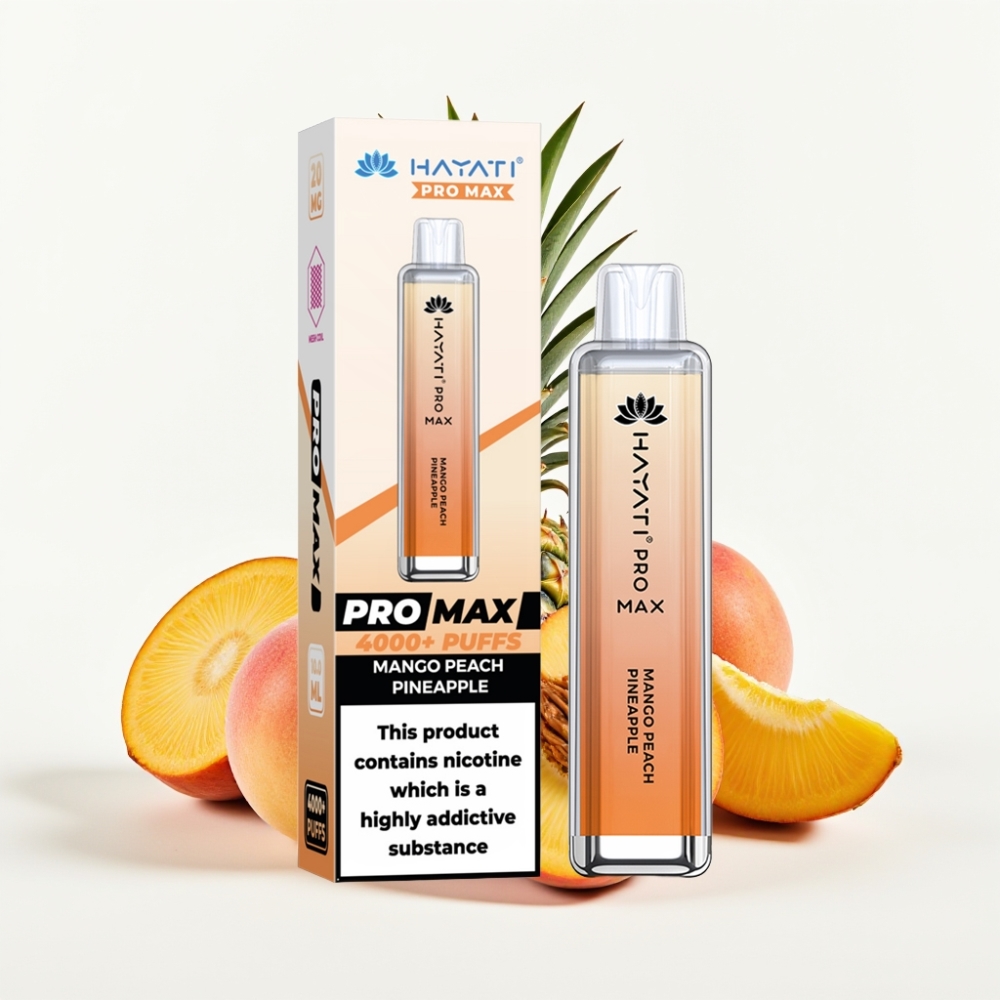 Hayati Pro Max 4000 Puffs Rechargeable Disposable Vape Mango Peach Pineapple