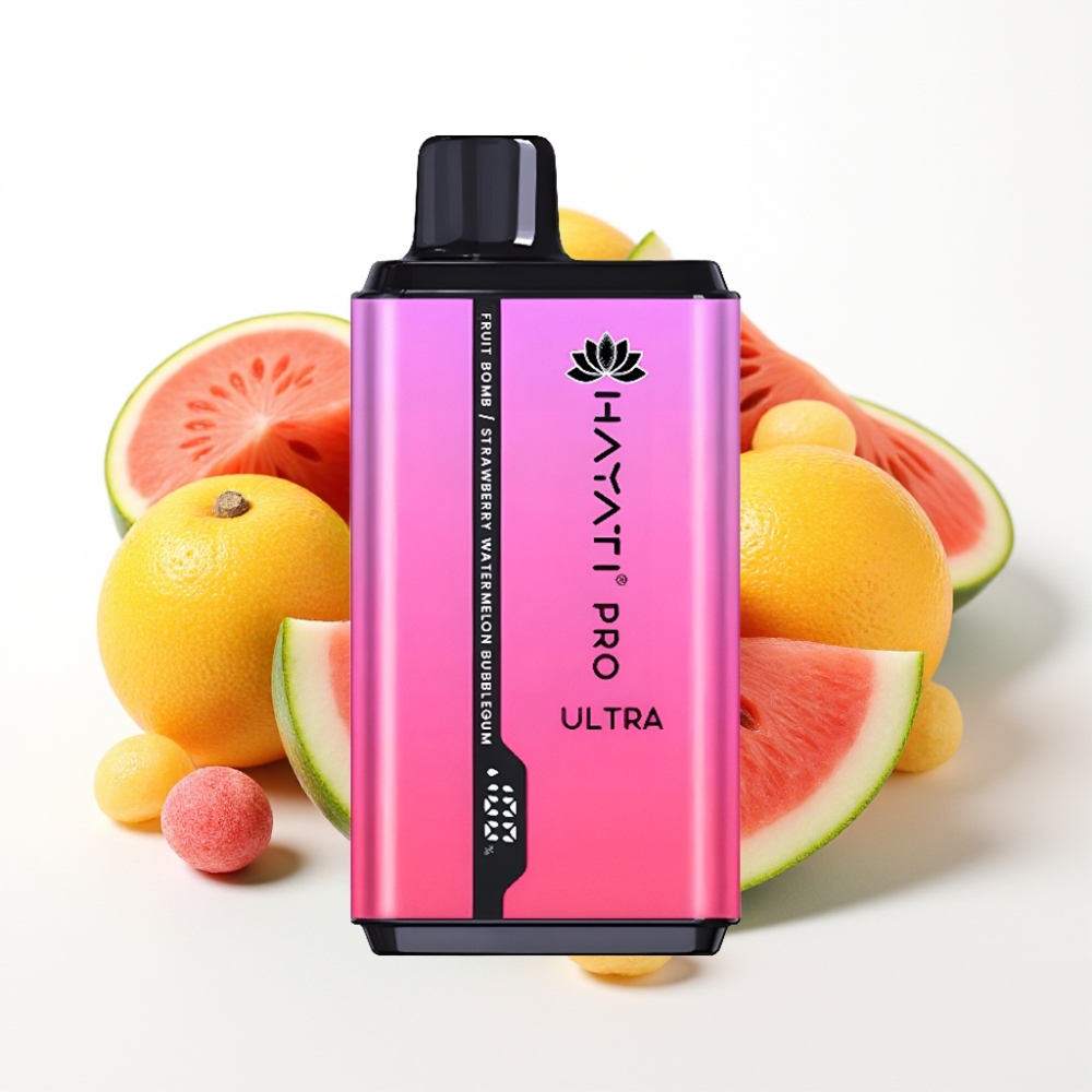 Hayati Pro Ultra 15000 Puffs 850mAh Fruit Bomb Straw Watermelon Bubblegum