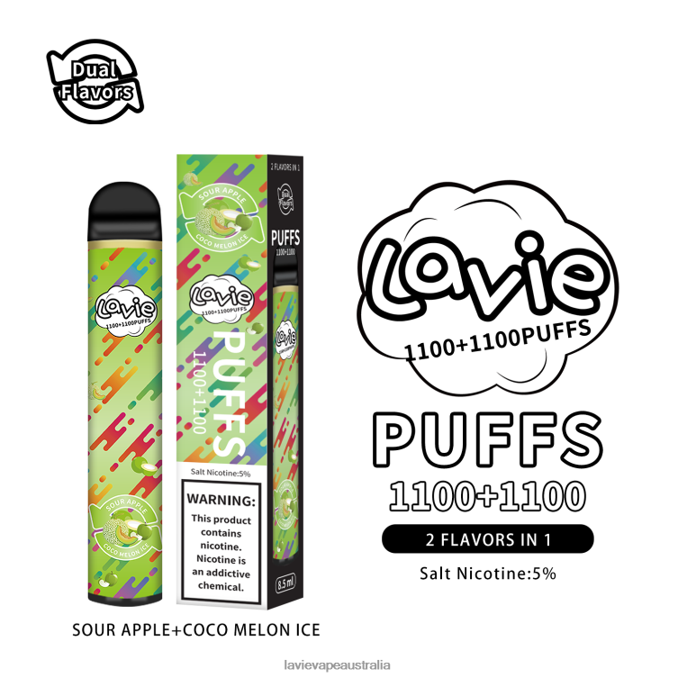 Lavie Vapes Review - LAVIE BAR Switch 2200 Puffs Sour Apple/Coco Melon Ice D82X4297