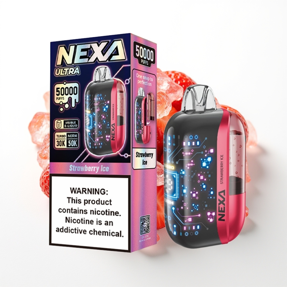 NEXA Ultra 50000 Puffs 20ml 5 Display Screen Strawberry Ice