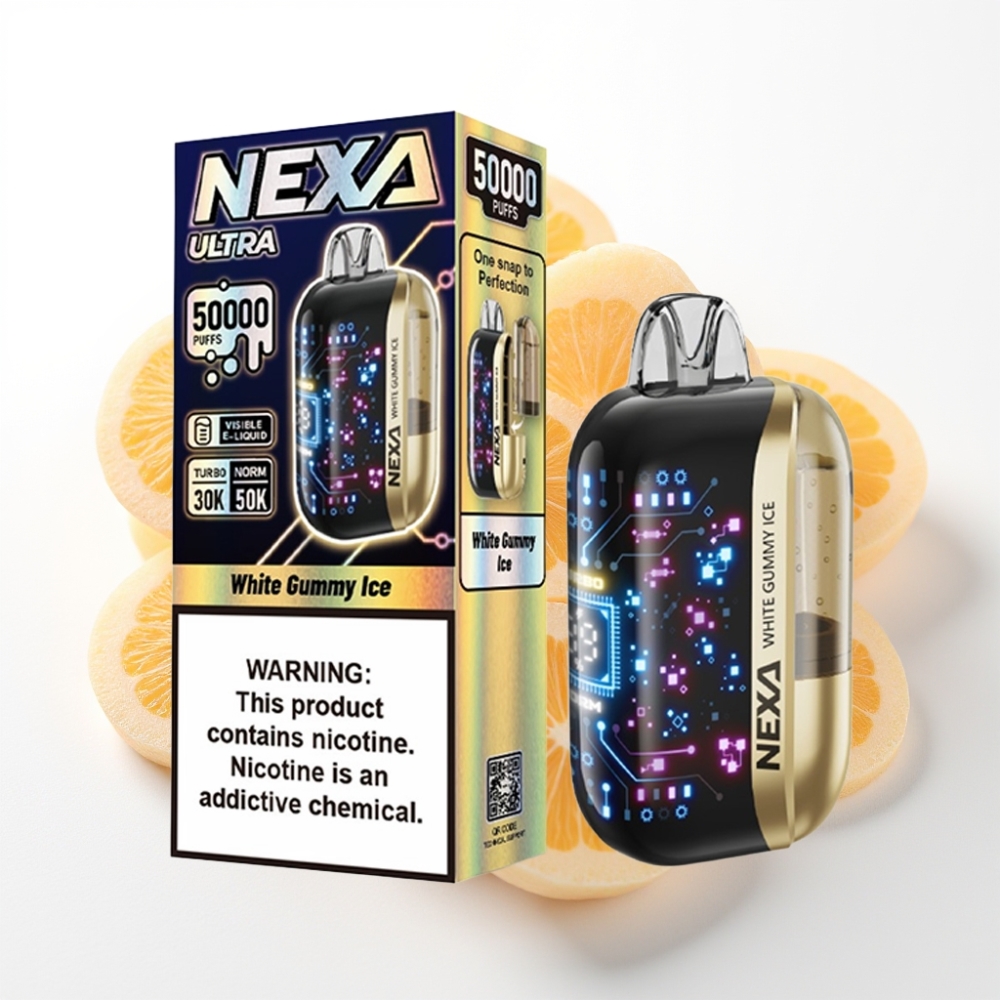 NEXA Ultra 50000 Puffs 20ml 5 Dual Mesh Disposable Vape White Gummy Ice