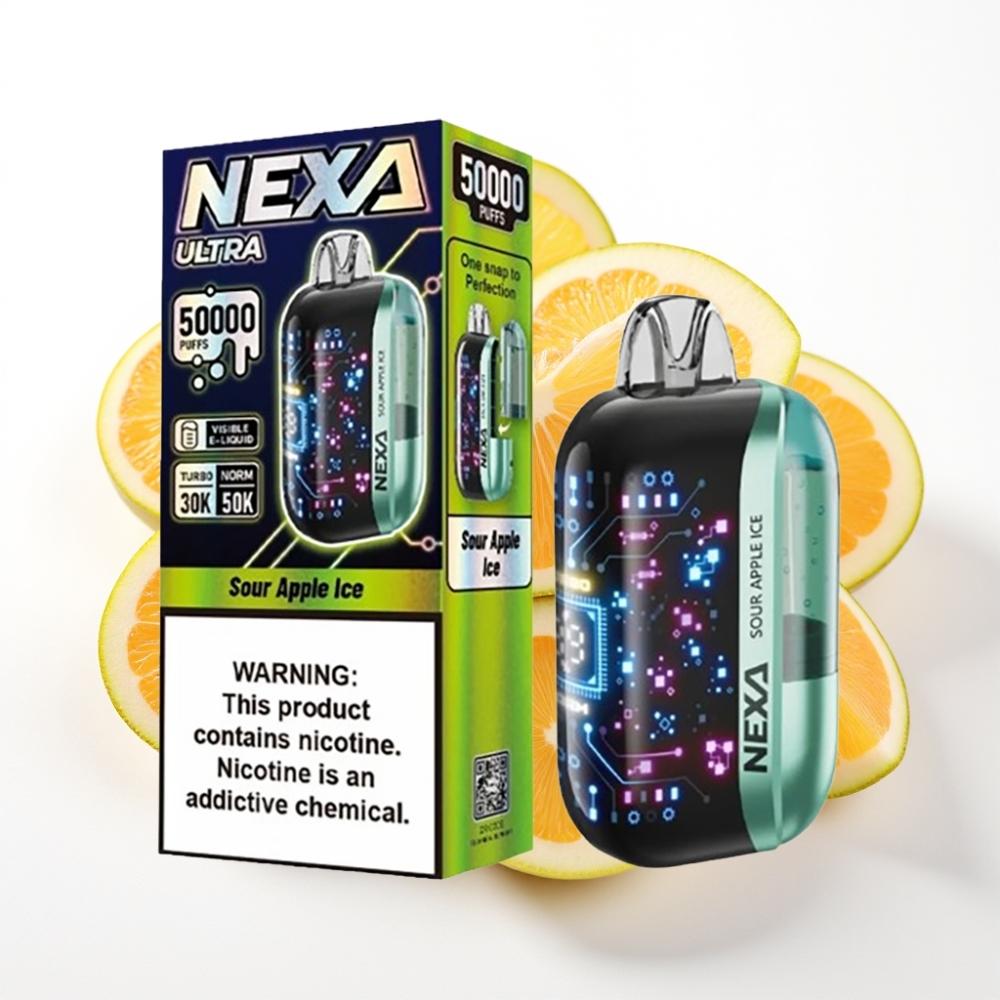 NEXA Ultra 50K Disposable Vape 20ml Prefilled 5 Nicotine Sour Apple Ice