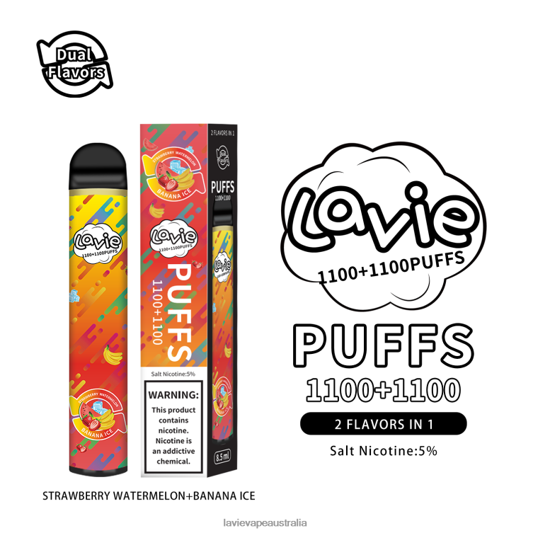 Lavie Vape Australia - LAVIE BAR Switch 2200 Puffs Strawberry Watermelon/Banana Ice D82X4295